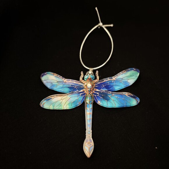 Christmas Tree Ornament, Blue Green & Swarovski Crystal Victorian Dragonfly NWT - Picture 3 of 3